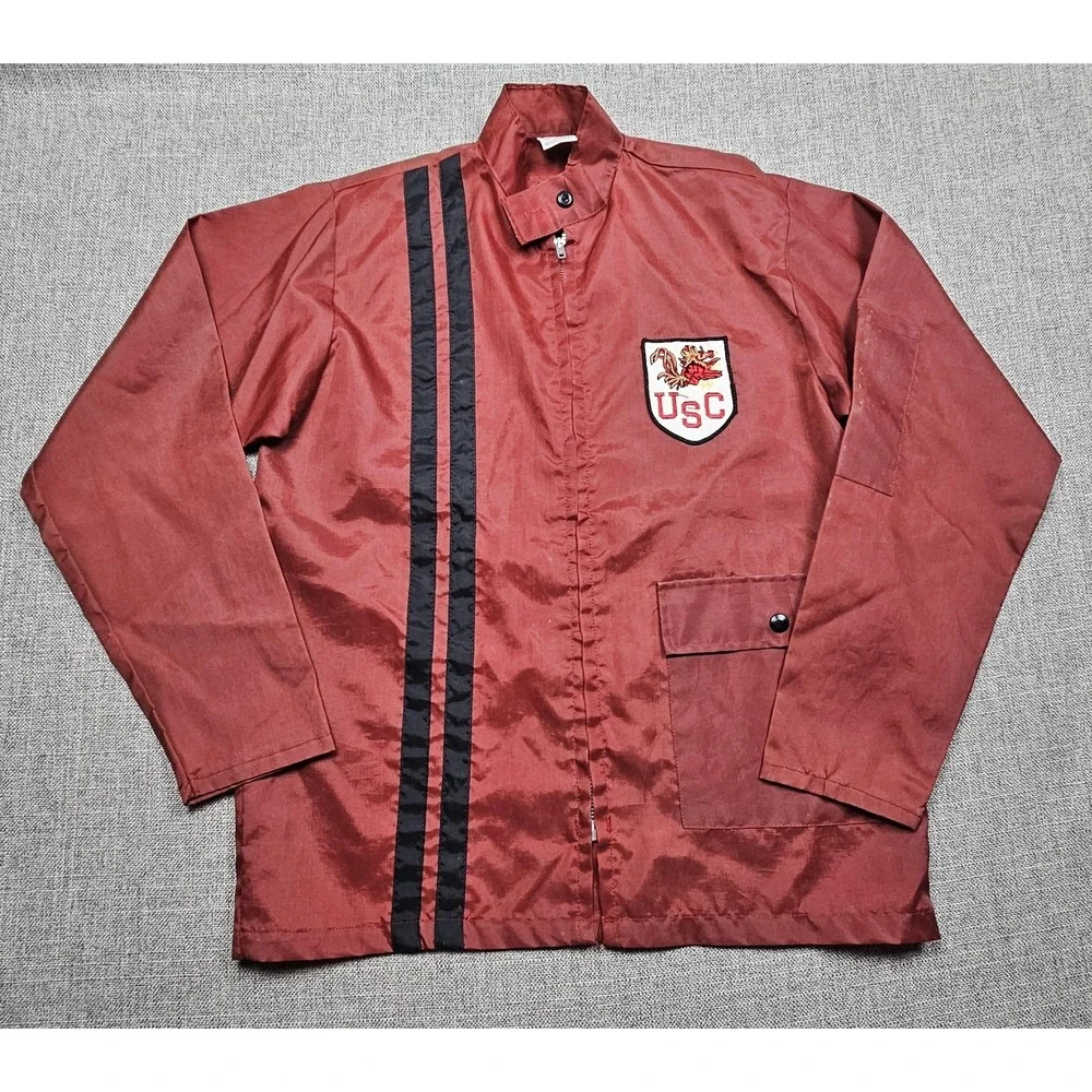 VINTAGE South Carolina Gamecocks Coach Jacket Mens Small Red NCAA Ebert USC